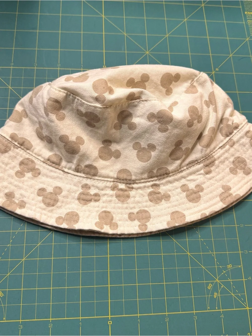 Beige Reversible Mouse Print Bucket Hat